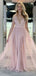 Φορέματα ανοιχτό ροζ λαιμόκοψη με λαιμόκοψη από τούλι μακριά βραδινά βραδινά, φθηνά προσαρμοσμένα γλυκά 16 φορέματα, 18479