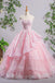 Γλυκιά μου Ροζ A-line Δαντέλα Φτηνά Φορέματα Prom Βραδιού, Γλυκό 16 Φορέματα Quinceanera Φορέματα, 17488