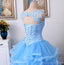 Spitzenriemen Blaues Ballkleid Lange Abendballkleider, Günstige Custom Sweet 16 Kleider, 18543