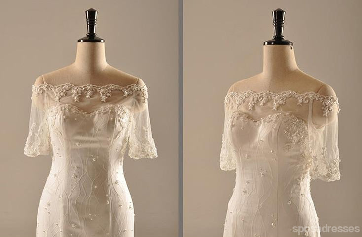 Kurzarmmeerjungfrau sieht durch Zurückschnürsenkelhochzeitskleider, kundenspezifische gemachte Hochzeitskleider, preiswerte Hochzeitsbrautkleider, WD223