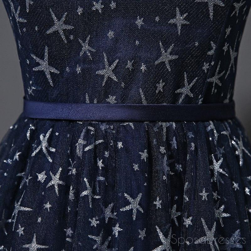 Scoop Navy Star Sequin Vestidos de fiesta largos de noche baratos, vestidos de encargo baratos Sweet 16, 18536
