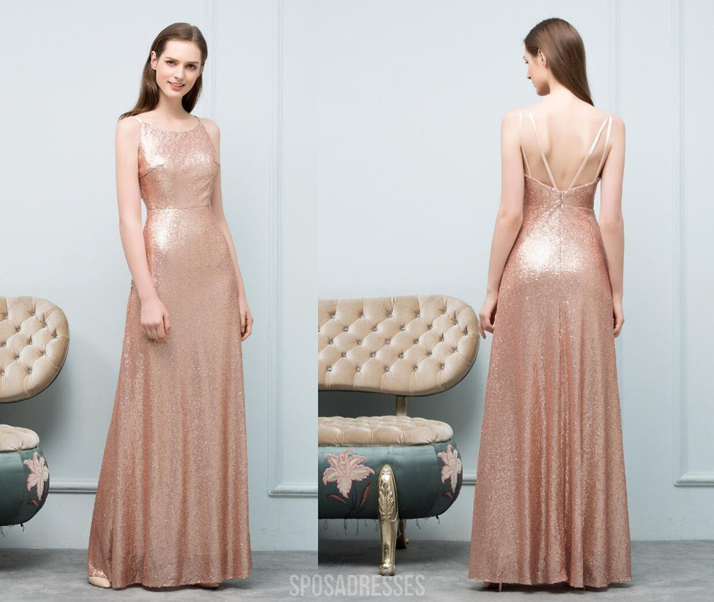 Cheap Sparkly Floor Length Mismatched Gold Sequin Bridesmaid Dresses, WG547