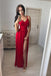 Custom Simple Sexy Red Slit Long Evening Prom Dresses, 17690