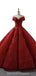 Dunkelrotes Juwel aus schulterfreiem Ballkleid Lange Abendkleider, Abendpartykleider, 12213