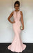 Sexy Open Back Blush Pink Unique Design Mermaid Simple Long Evening Prom Dresses, 17388
