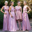Fashion Convertible Jersey Cheap Pleating Floor-Length Bridesmaid Dresses, WG41