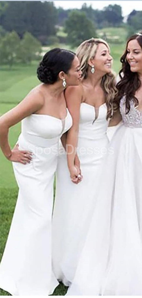 Απλή Γοργόνα Λευκό Φτηνές Παράνυμφος Φορέματα Σε απευθείας σύνδεση, Φτηνές Παράνυμφοι Φορέματα, WG720