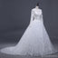 2018 Sexy See Through Long Sleeve Lace A line Γαμήλια νυφικά φορέματα, Προσιτά προσαρμοσμένα γαμήλια νυφικά, WD267