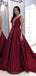 Sexy rückenfreie kastanienbraune einfache lange Abend Ballkleider, billige benutzerdefinierte Party Prom Kleider, 18581