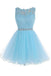 Espalda Abierta atractiva vestidos de la fiesta de promoción de regreso del Tul del cordón Azules claros, CM0020
