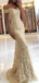 Από τον Ώμο Χρυσή Δαντέλα Γοργόνα Φορέματα Prom Βραδιού, Μόδα Κόμμα Φορέματα Prom, Συνήθεια Μακριά Φορέματα Prom, Φτηνές Επίσημα Φορέματα Prom, 17163