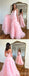 Cute Pink A-line V-neck Spaghetti Straps Maxi Long Party Prom Dresses,13277
