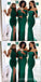 Mismatched Emerald Green Mermaid Cheap Long Bridesmaid Dresses,WG1307