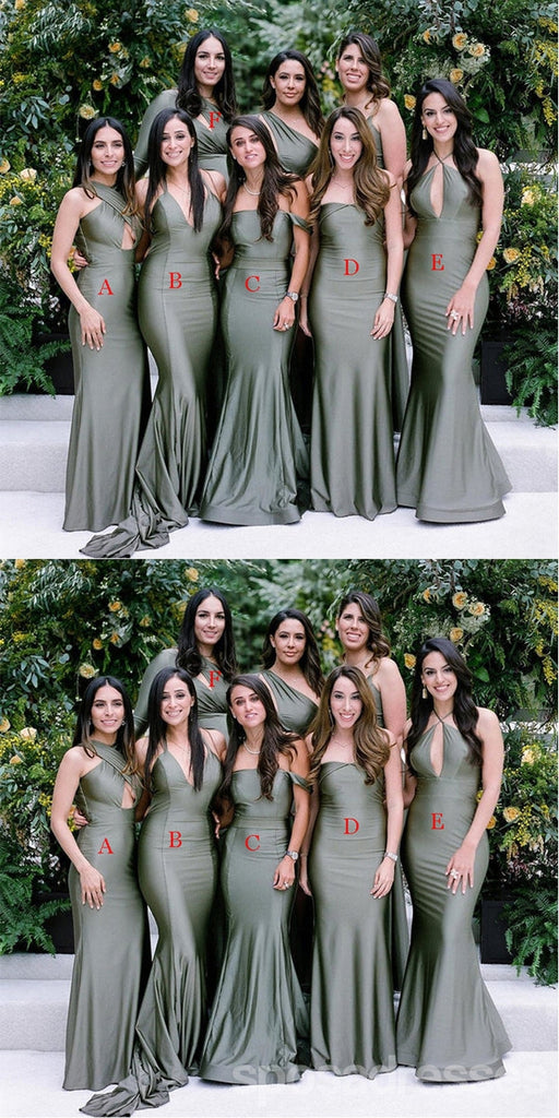 Mismatched Sage Green Mermaid Cheap Long Bridesmaid Dresses Online,WG1318