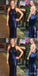Blue Mermaid Halter Backless Side Slit Cheap Bridesmaid Dresses,WG1571