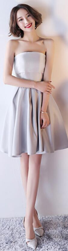 Silver Gray Short Mismatched Simple Short Bridesmaid Dresses Online, WG504