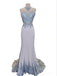 Δύο Κομμάτια Halter Γκρι Lace Beaded Mermaid Long Evening Prom, Φτηνές Γλυκά 16 Φορέματα, 18376