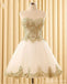 Αγάπη μου Χρυσή Δαντέλα Λευκό Τούλι Κοντό Φτηνές Φορέματα Homecoming σε απευθείας Σύνδεση, CM578