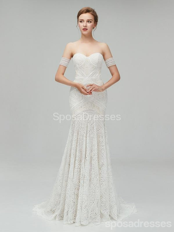 Vestidos de novia de sirena de encaje de novia en línea, vestidos de novia de encaje baratos, WD460