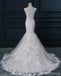 Two Straps V Neckline Pearls Beaded Lace Mermaid Wedding Bridal Dresses, Cheap Custom Made Wedding Bridal Dresses, WD273