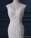 Zwei Riemen V Ausschnitt Perlen Perlen Spitze Meerjungfrau Brautkleider, Günstige Maßgeschneiderte Brautkleider, WD273