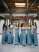 Chiffon V Neck Dusty Blue Long Long Bridesmaid Dresses Online, WG251