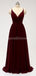 Dark Red Spaghetti Straps Chiffon Open Back Cheap Bridesmaid Dresses, WG584