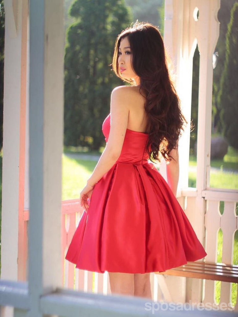 Red Simple Sweetheart Cheap Homecoming Dresses Under 100, CM589