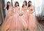 Mismatched Peach Lace Tulle Long Bridesmaid Dresses, BD005