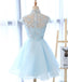 Cuello alto con Luz Azul Lindo de Regreso a casa vestidos de fiesta, Vestidos Asequibles, Dulce 16, Vestidos, CM331