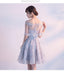 Scoop Grey Lace Billig Homecoming Dresses Online, Günstig Short Prom Dresses, CM791