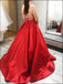 Απλό Σπαγγέτι Λουριά Κόκκινα A-γραμμή Βραδινά Φορέματα Prom, Βράδυ Πάρτι, Φορέματα Prom, 12192