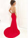 Red Sexy See Through Backless Beaded Mermaid Long Custom Evening Prom Dresses, 17445