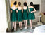 Mismatched Dark Green Tulle Short Cheap Bridesmaid Dresses, BD023