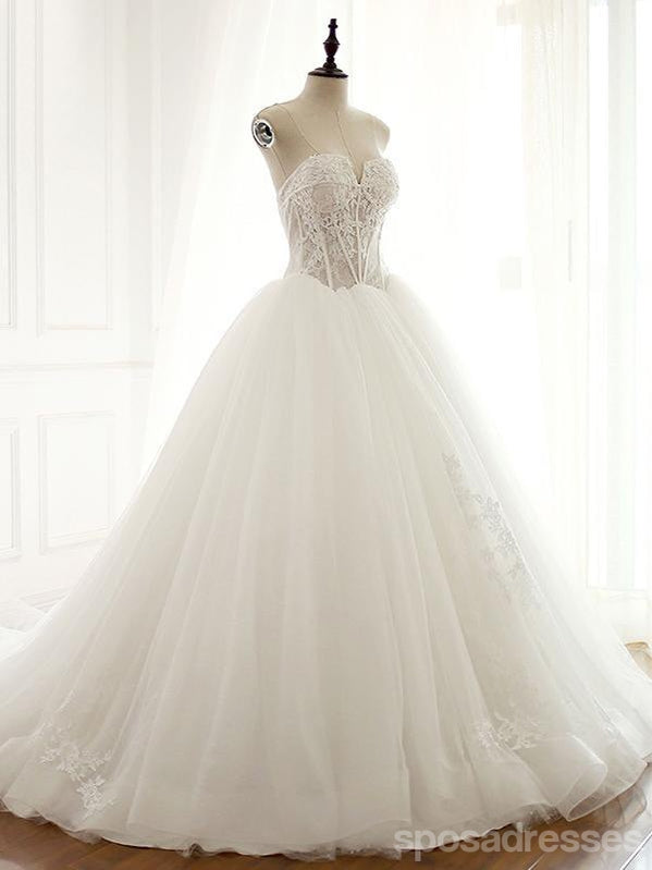 Strapless Sexy See Through Lace A line Wedding Bridal Dresses, Affordable Custom Made Wedding Bridal Dresses, WD269