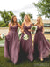 Μακαρόνια Straps Dusty Rose Long Bridesmaid Φορέματα Online, Φθηνά Φορέματα Παράνυμφων, WG732