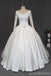 V Neckline Long Sleeve Lace A line Long Tail Wedding Dresses, Sexy Open Back Custom Made Long Wedding Gown, Cheap Wedding Gowns, WD206