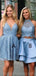 Blaue Spitze Kurze günstige Homecoming Kleider Online, Billige Kurze Prom Kleider, CM746