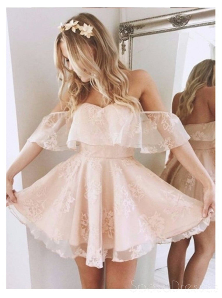 Strapless Off Shoulder Lace Short Homecoming Prom Dresses, Affordable Short Party Prom Sweet 16 Dresses, Perfect Homecoming Cocktail Dresses, CM375