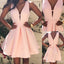 Ροζ V Λαιμό Χαριτωμένο Απλό Φθηνά Σύντομη Φορέματα Homecoming Κάτω από 100, CM390
