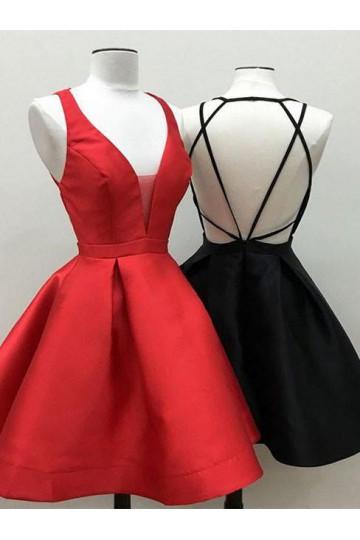 Backless V Neck Black Cheap 2018 Homecoming Dresses Under 100, CM395