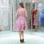 Chiffon Pink Rüschen Günstige Homecoming Kleider Online, Günstige Kurze Ballkleider, CM803