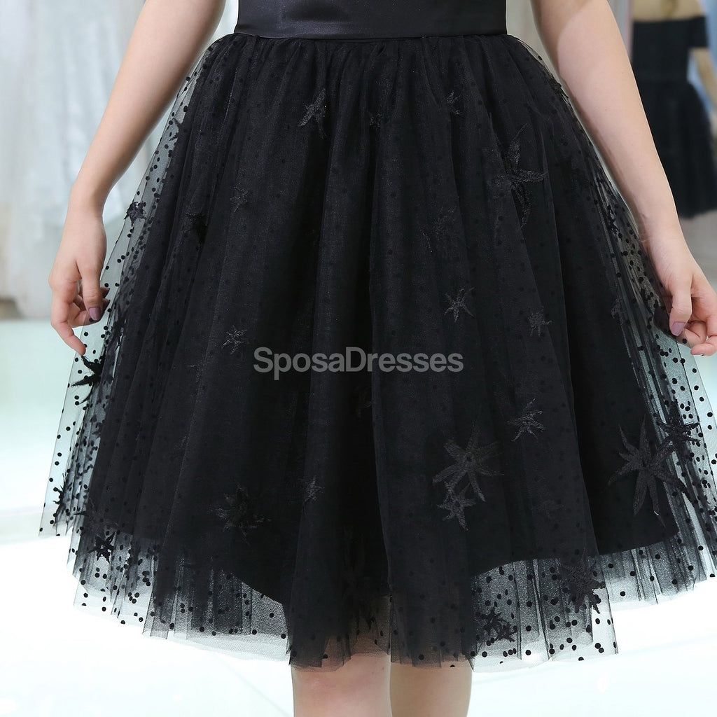 Κοντά μανίκια ώμου Μαύρα φθηνά Homecoming φορέματα σε απευθείας σύνδεση, φθηνά κοντομάνικα φορέματα, CM808
