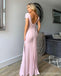Pink Mermaid Short Sleeves Cheap Long Bridesmaid Dresses,WG1546