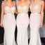 V Neck Mermaid Ivory Long Cheap Bridesmaid Dresses Online, WG259