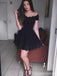Off Shoulder Black Lace Simple Cheap Short Homecoming Dresses 2018, Little Black Dress, CM548