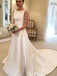 Simple Backless Bateau A-line Cheap Wedding Dresses Online, Cheap Bridal Dresses, WD518