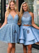 Blaue Spitze Kurze günstige Homecoming Kleider Online, Billige Kurze Prom Kleider, CM746