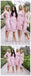 Long Sleeves Pink Lace Mermaid Cheap Short Bridesmaid Dresses Online, WG257