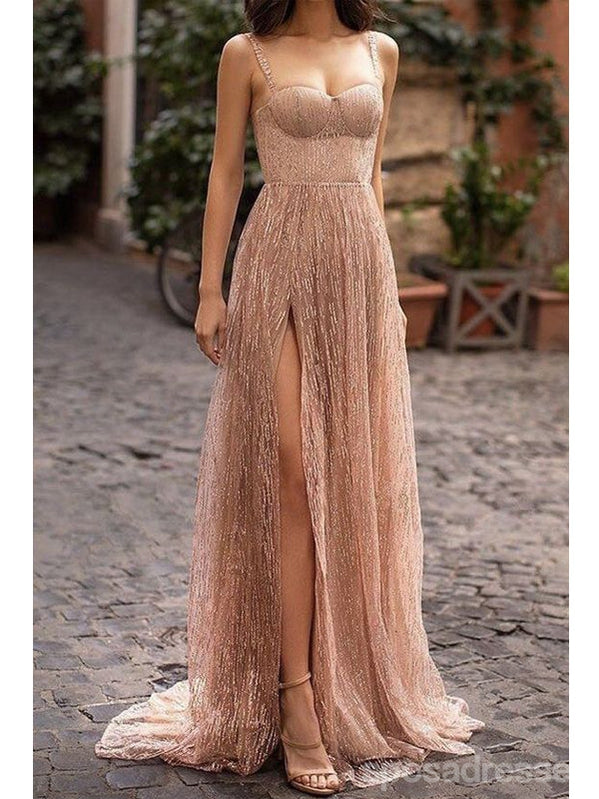Sparkly A-line High Slit Maxi Long Prom Dresses,Evening Dresses,13193